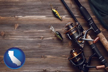 fishing rods and reels - with California icon
