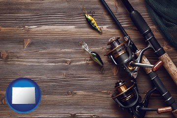fishing rods and reels - with Colorado icon