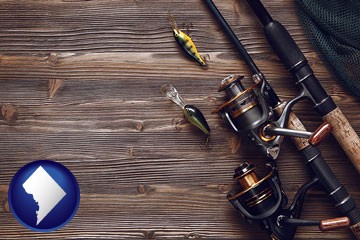 fishing rods and reels - with Washington, DC icon