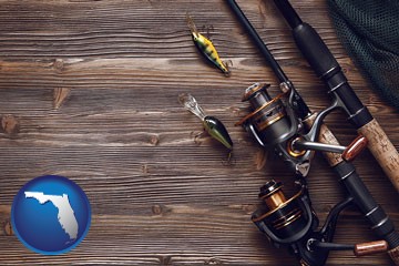 fishing rods and reels - with Florida icon