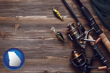 fishing rods and reels - with Georgia icon