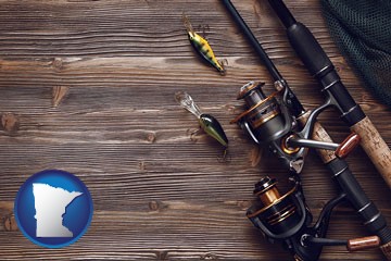 fishing rods and reels - with Minnesota icon