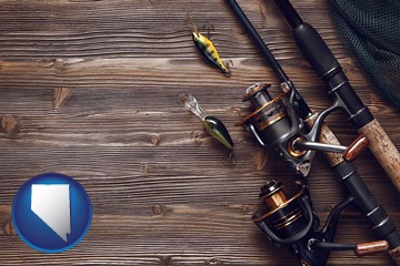fishing rods and reels - with Nevada icon