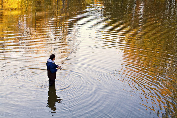 fishing in an Ohio creek - rippling water